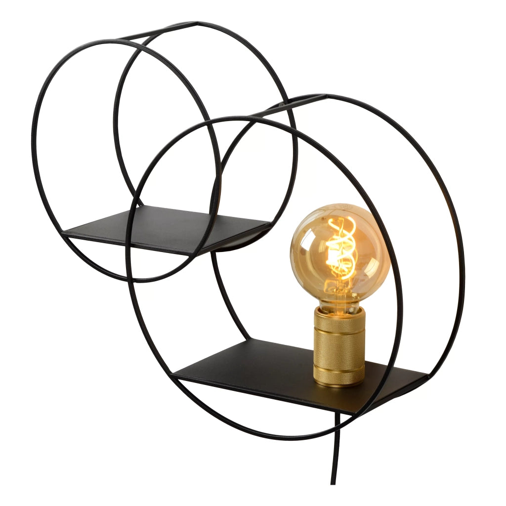 Applique con mensola CIRCLE nero/oro E27 40W Lucide