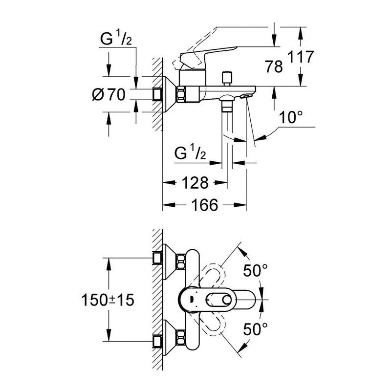 Rubinetto grohe per vasca serie start loop cromato