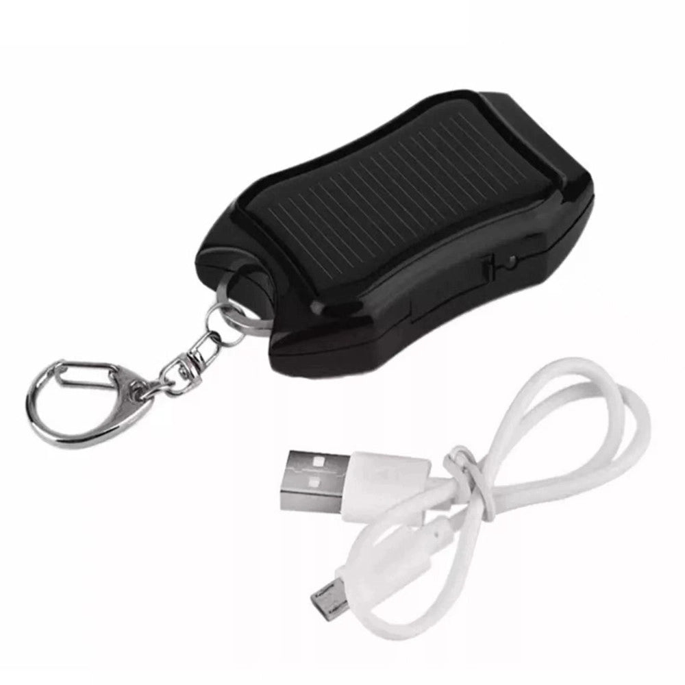 Trade Shop - Power Bank Solare Portabile A Portachiavi Caricatore Esterno Emergenza Con Luci Led Usb -