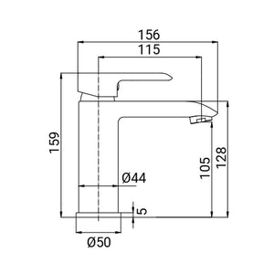 Rubinetto lavabo finitura cromata, serie psiche