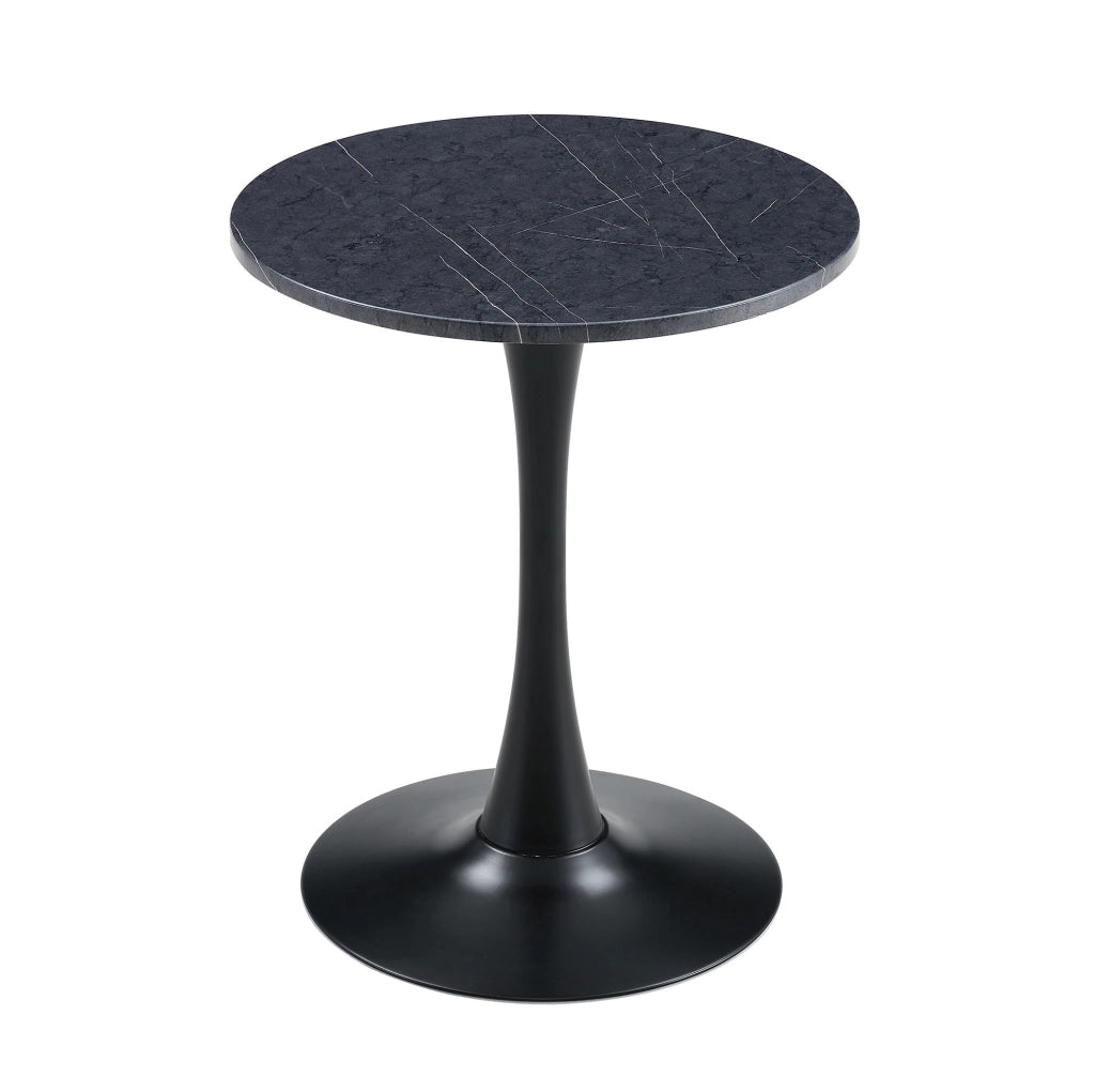 Tavolino rotondo in MDF e metallo nero; altezza 72 cm; portata massima 120 kg
