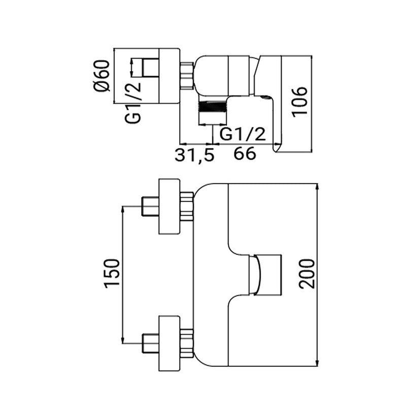 Miscelatore esteno doccia serie psiche, finitura cromata