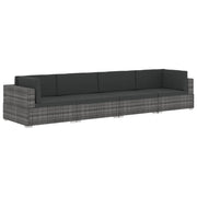 Set Divani da Giardino 4 pz | Set Salotto da Giardino con Cuscini in Polyrattan Grigio