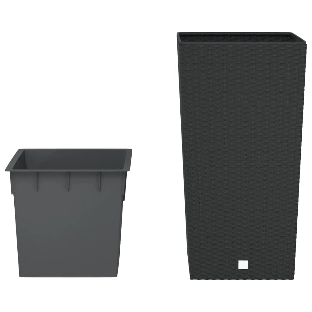 Fioriera rialzata vassoio piante fiori terrazzo giardino e interno rimovibile 21/49 L rattan PP antracite 02_0038605