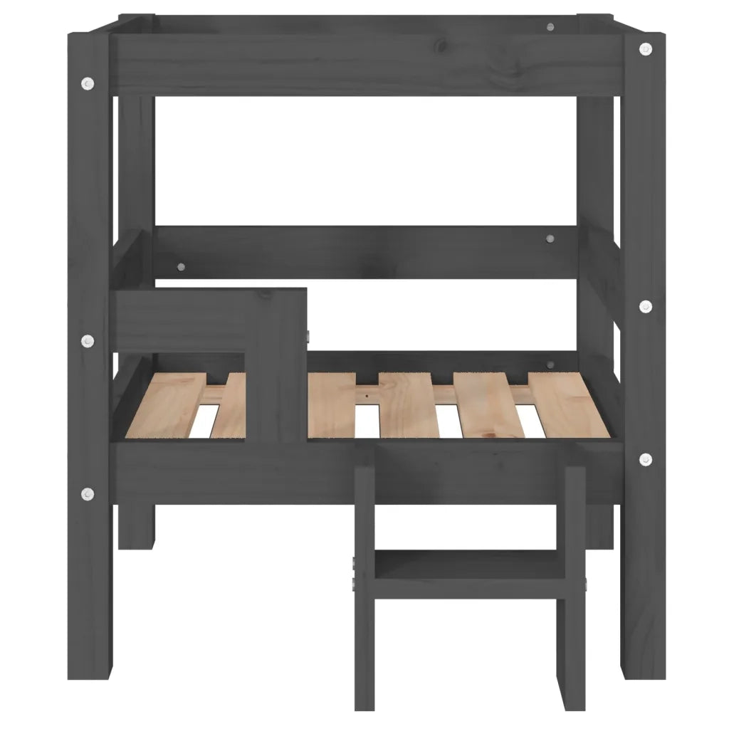 Cuccia per Cani Grigio 55,5x53,5x60cm in Legno Massello di Pino 822369