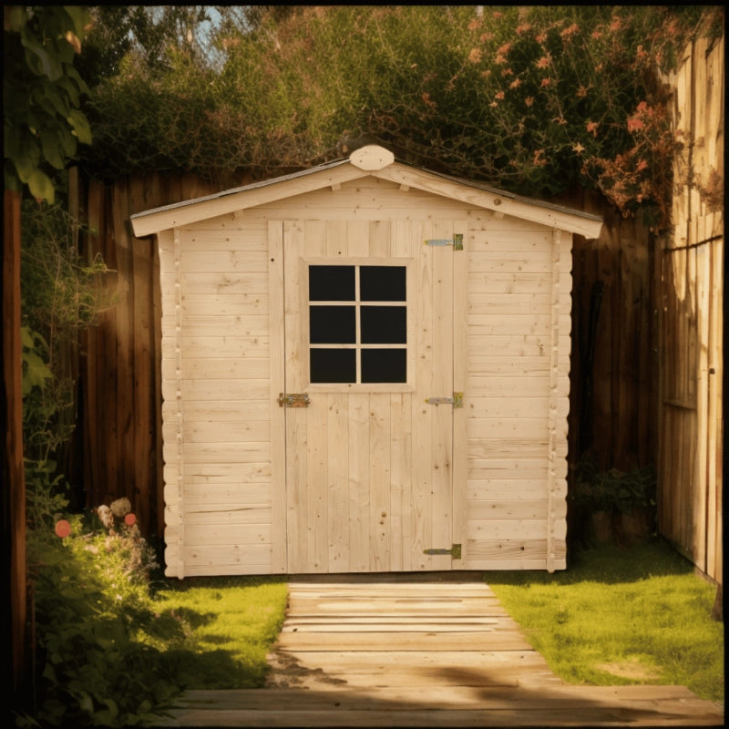 Casetta in legno da giardino con porta finestrata – 195x195 cm – tavole 20 mm, tetto bitumato e struttura angolare – AL2020.02N Foresta