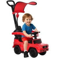Macchina a Spinta per Bambini 12-36 Mesi con Licenza Mercedes, Tettuccio e Maniglia, 85.5x40.5x95 cm, Rosso