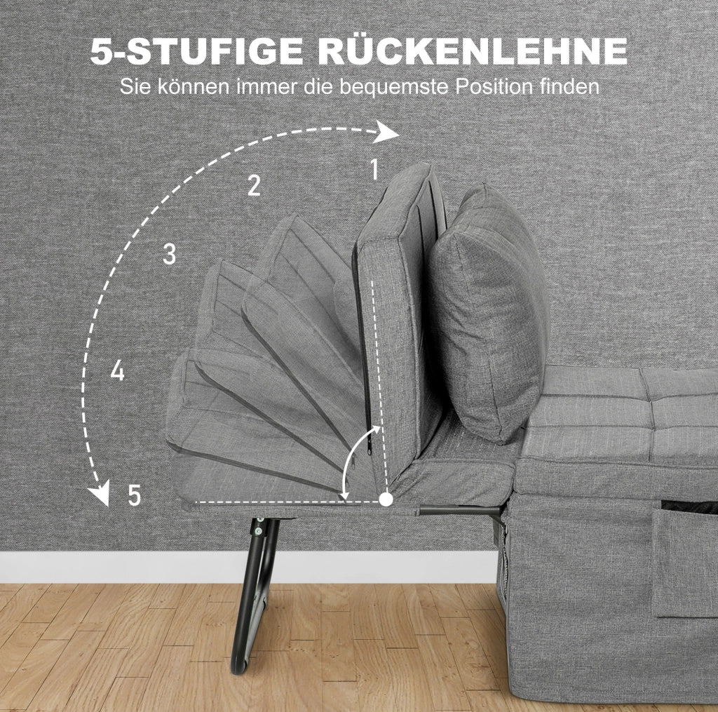 Letto pieghevole 4 in 1 grigio con schienale regolabile
