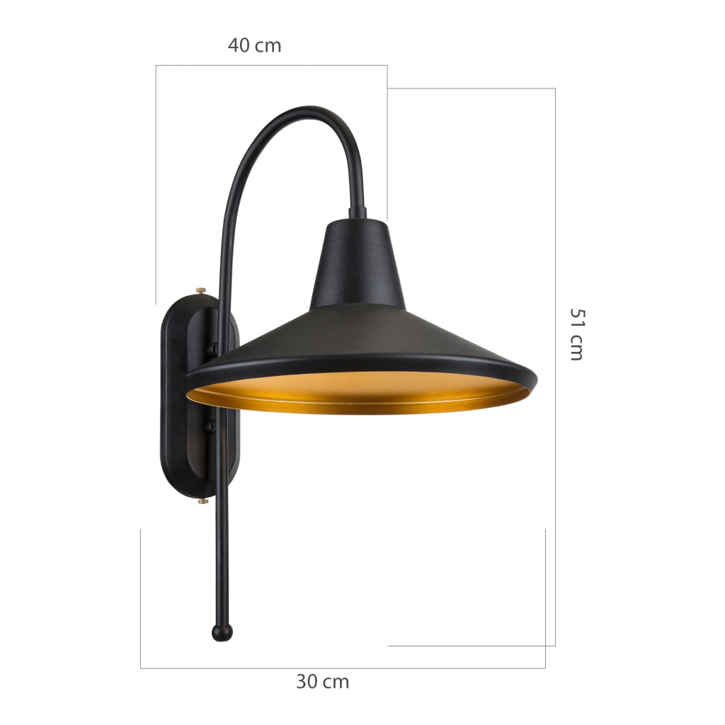 Lampada a Muro 'Kirkcaldy' Applique con Paralume a Sospensione - Metallo - Nero/Ottone [lux.pro]