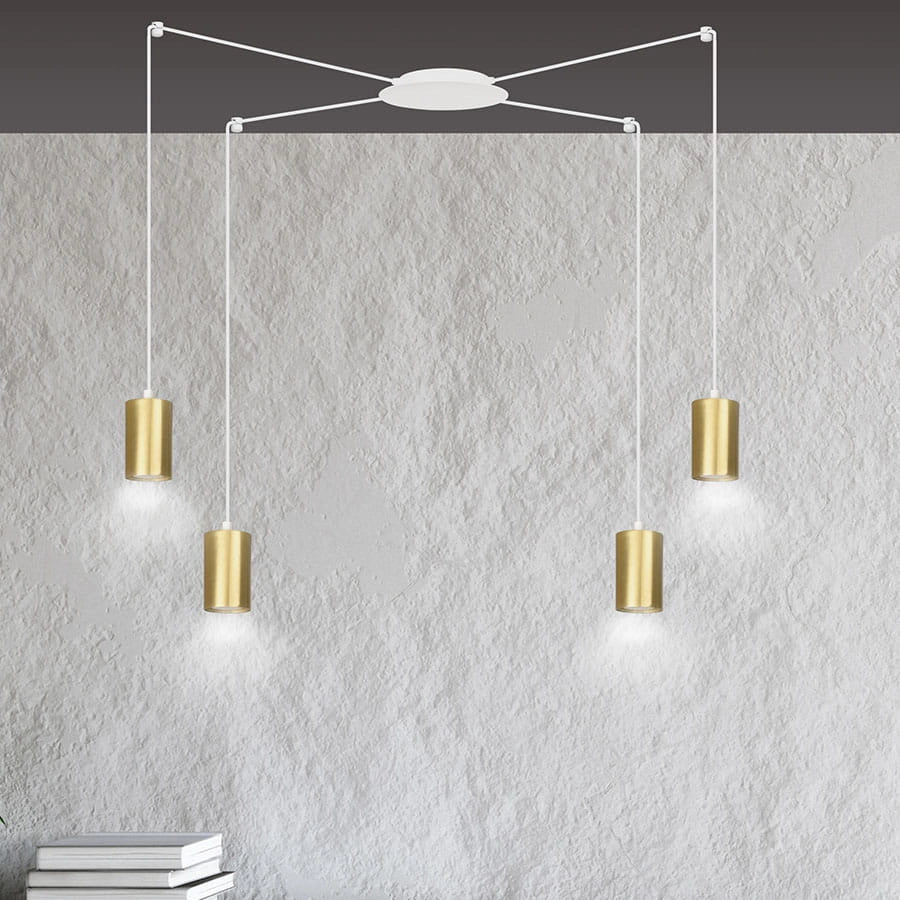 Emibig lampadario TRAKER 4xGU10 bianco/oro regolabile