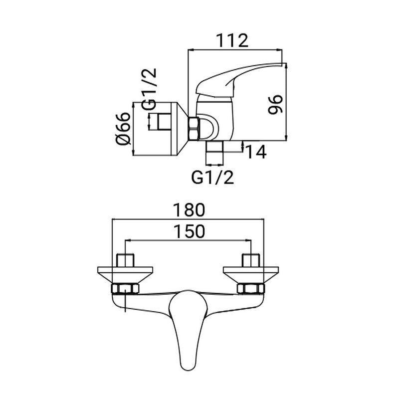 Rubinetto esterno doccia serie eva, finitura cromata
