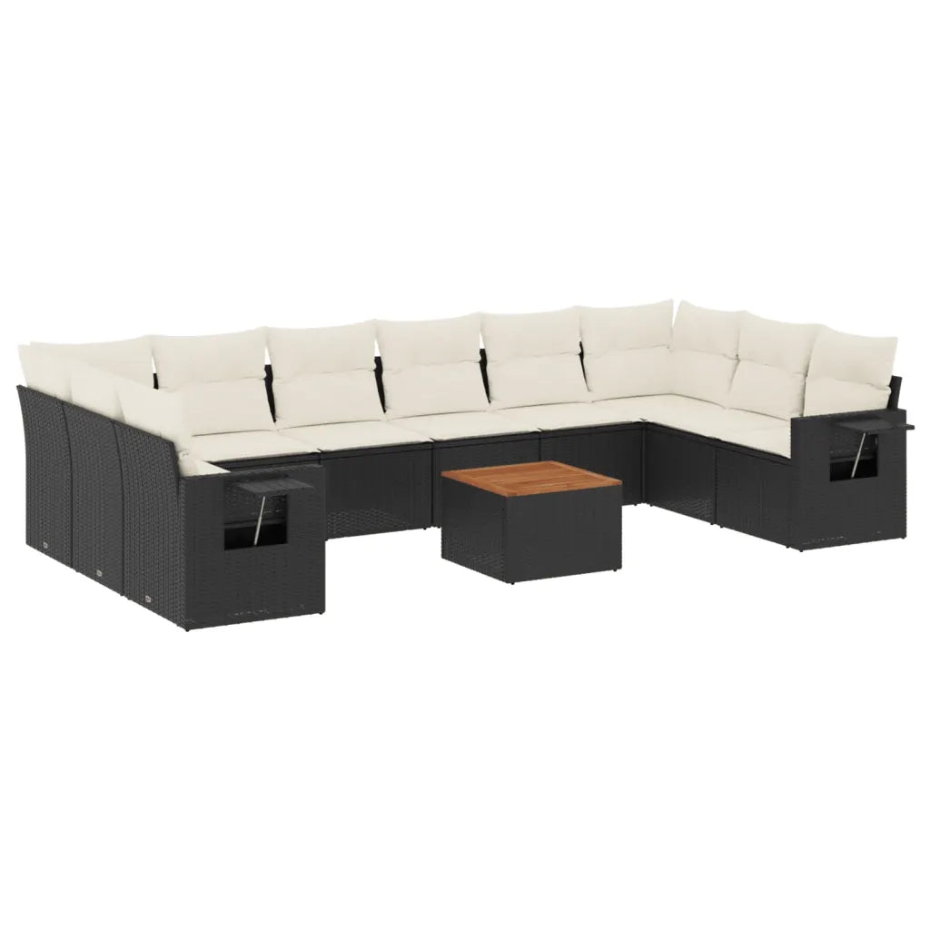 Set Divani da Giardino 11 pz con Cuscini in Polyrattan Nero 3257064