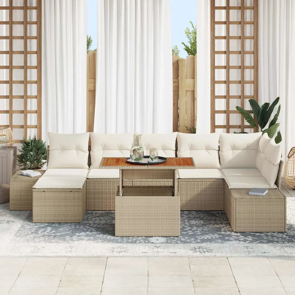 Set Divano da Giardino con cuscino 8 pcs Beige e Crema 3349994