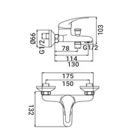 Miscelatore vasca serie eva, finitura cromata