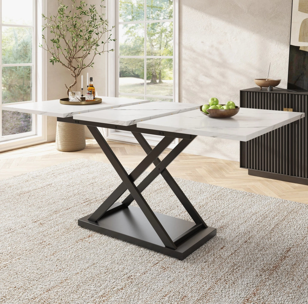 Tavolo da pranzo allungabile 120-160x80 cm bianco e nero