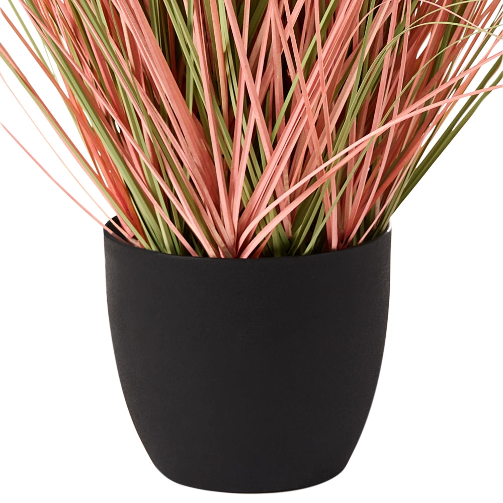 Pianta artificiale in vaso Fiore di canna verde arancione e vaso di plastica nero 120 cm Accessorio decorativo per la casa
