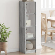 Credenza con Ante in Vetro Grigio Sonoma 35x37x142 cm 836439