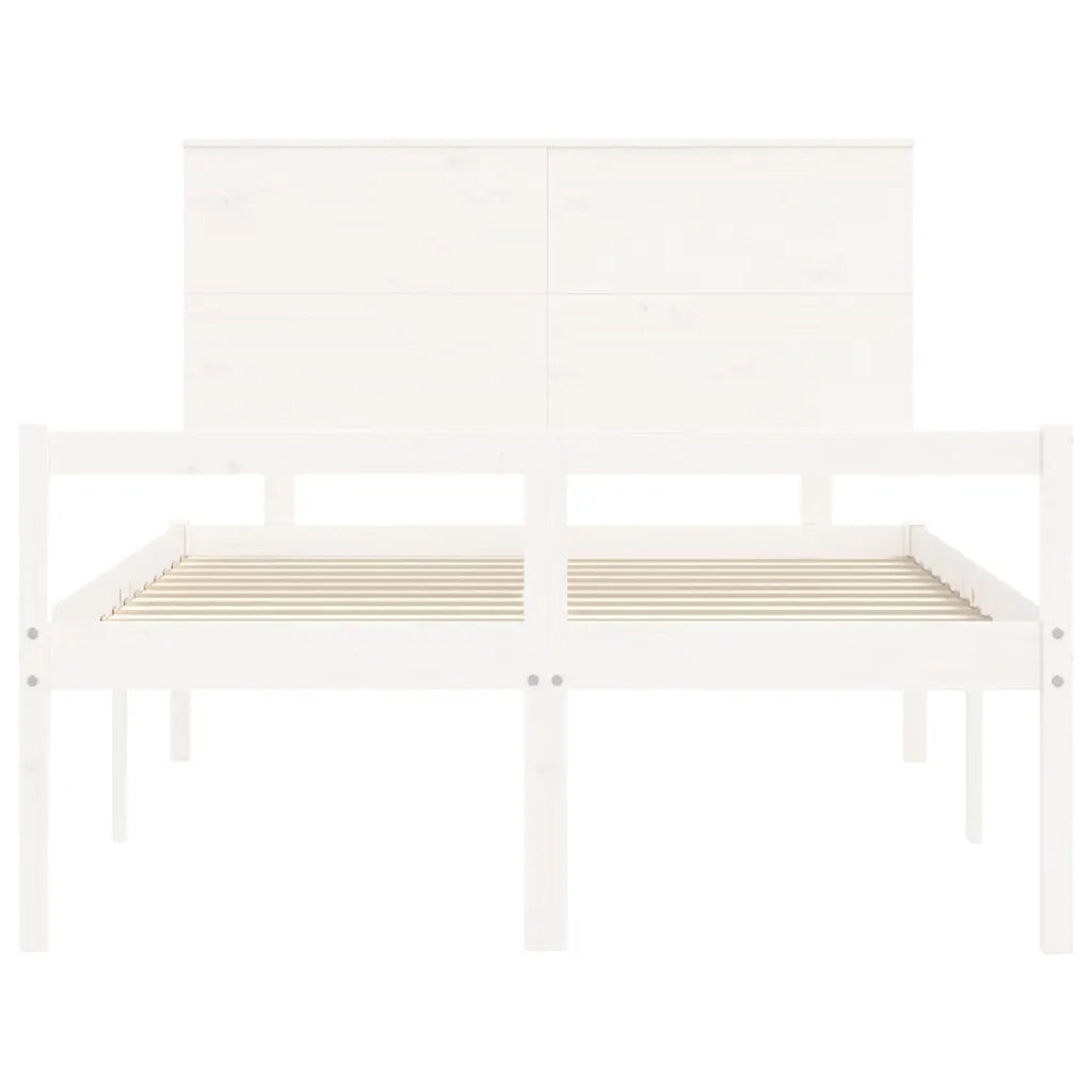 Letto matrimoniale | Letto per adulti | Letto per Anziani con Testiera Bianco 120x200 cm Legno Massello