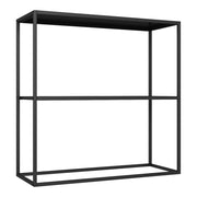 Tavolo consolle con 2 ripiani acciaio 80 x 80 x 26 cm nero opaco 03_0008592