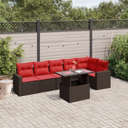 Set Divani da Giardino 7 pz con Cuscini Marrone in Polyrattan 3267294