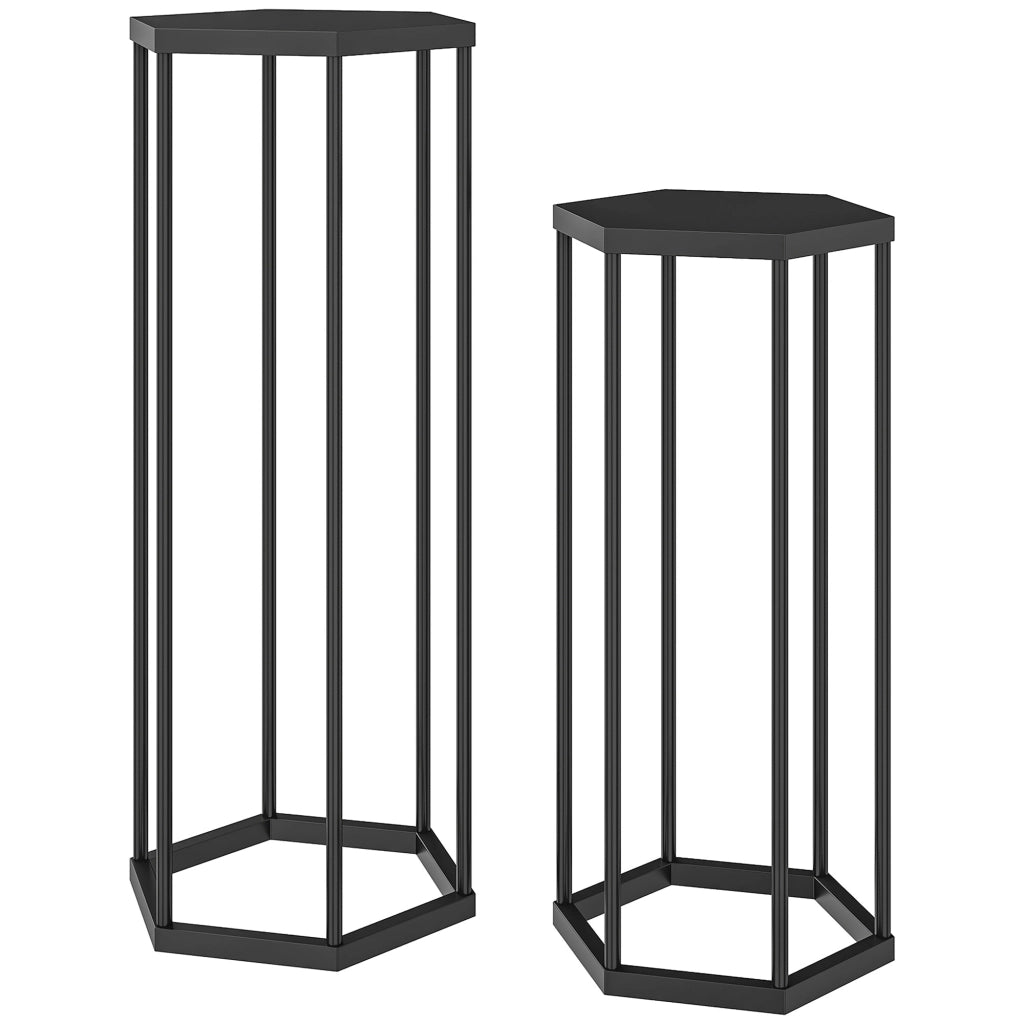 Tavolino Esagonale per Piante ¨C Zephmum ¨C Nero, Metallo