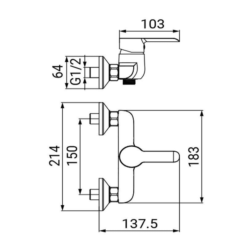 Miscelatore serie ariel monocomando esterno doccia, finitura cromata