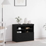 Credenza con Luci LED Rovere Nero 81x37x67 cm