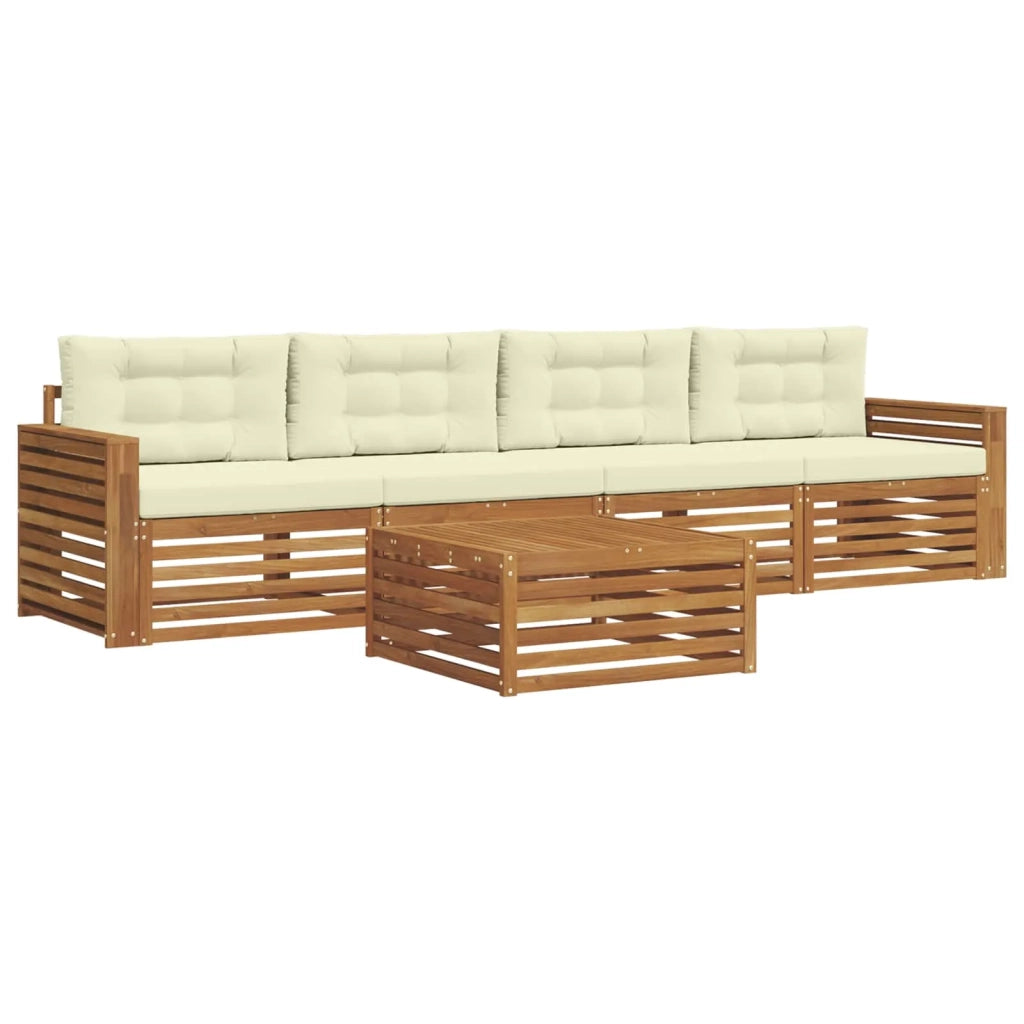 Set di divani da esterno con cuscino 5 pcs Naturale e Crema