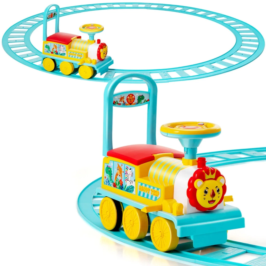 Trenino elettrico per bambini 51,5 x 21,5 x 34,5 cm con effetti luminosi e sonori retrò plastica blu 20_0014482