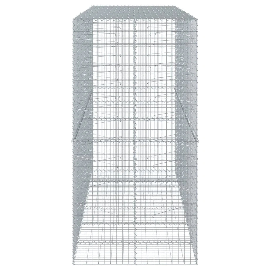 Gabbione recinto a gabbia muro di contenimento con coperchio 300 x 100 x 200 cm ferro zincato argento 02_0040151