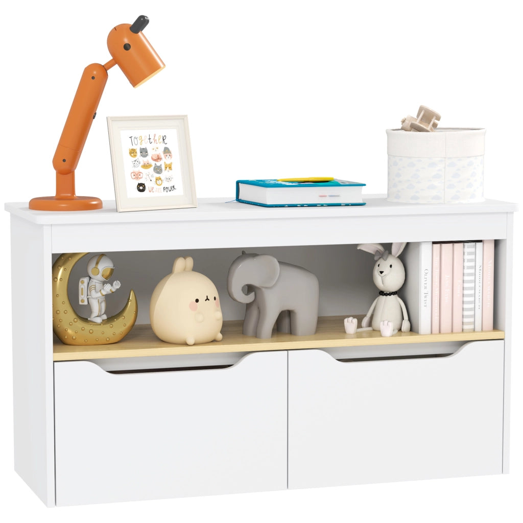 Scaffale per giocattoli bambini ¨C zephmum ¨C 2 cassetti, bianco, 80x30x45 cm
