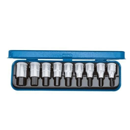 Gedore 6156250 IN 19 PM Set di Chiavi a Bussola 9 Pezzi 1-2'' Acciaio Cromo-Vanadio colore Blu