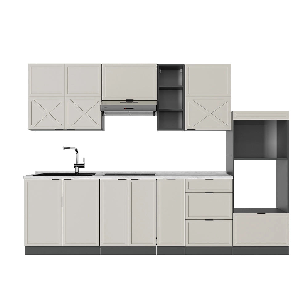 Cucina componibile Fame-Line GrigioBeige/Antracite 280 cm senza piano di lavoro Vicco