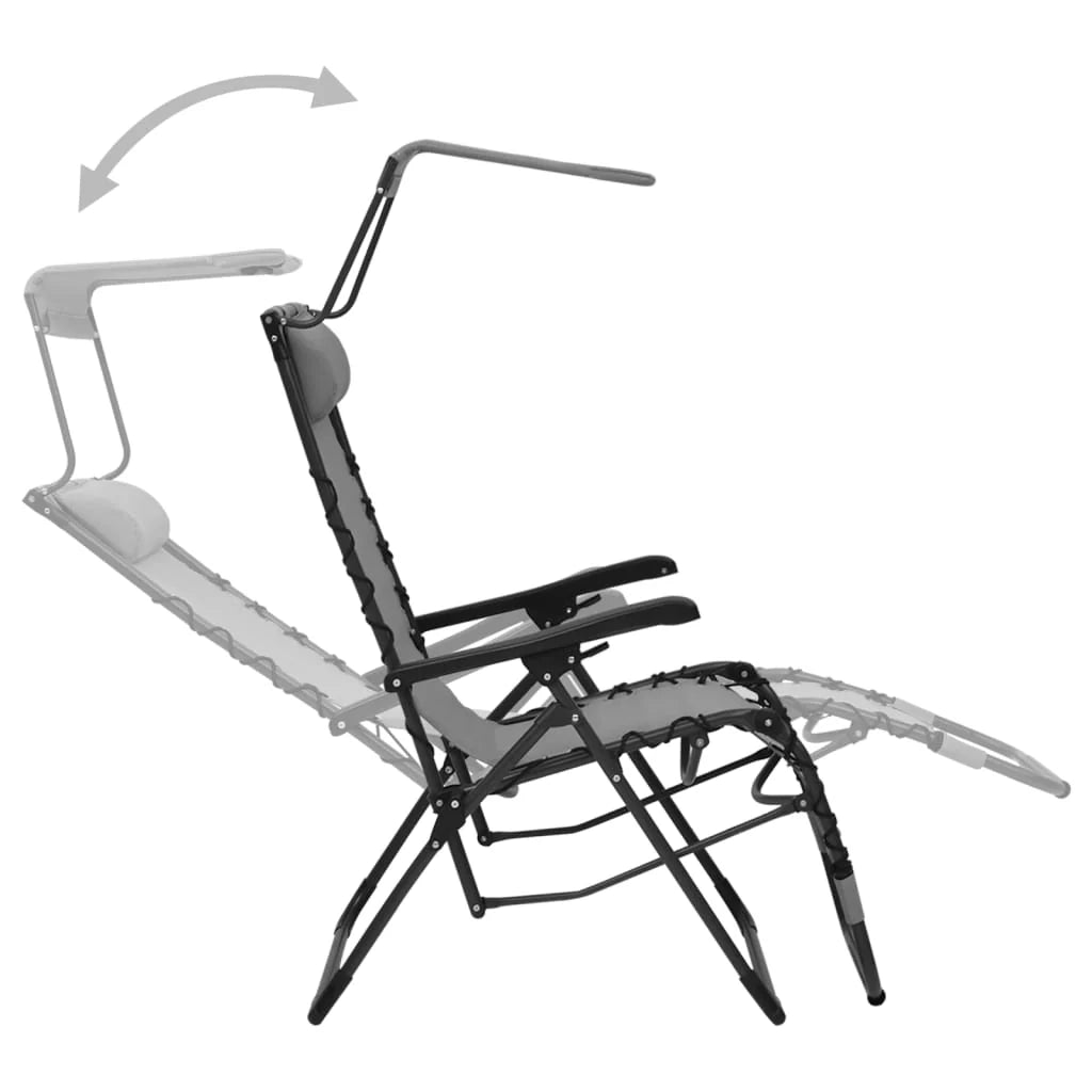 Sedia pieghevole da giardino e patio textilene grigio 02_0011898