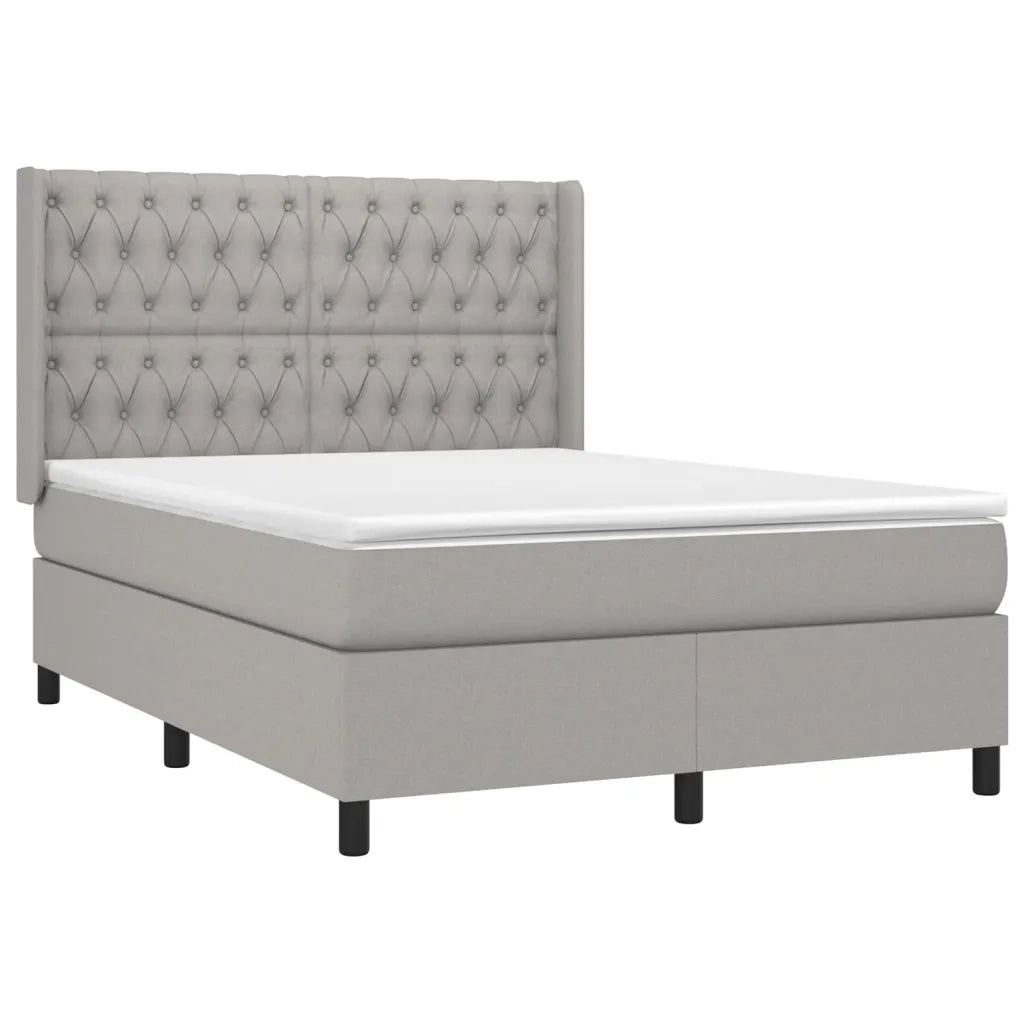 Letto a Molle Materasso e LED Grigio Chiaro 140x200 cm Tessuto cod mxl 37294
