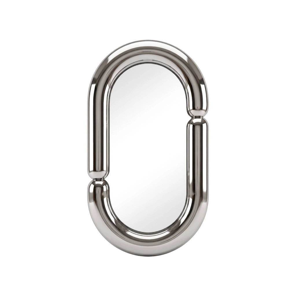 Specchio ovale finitura lucida, 70cm, argento