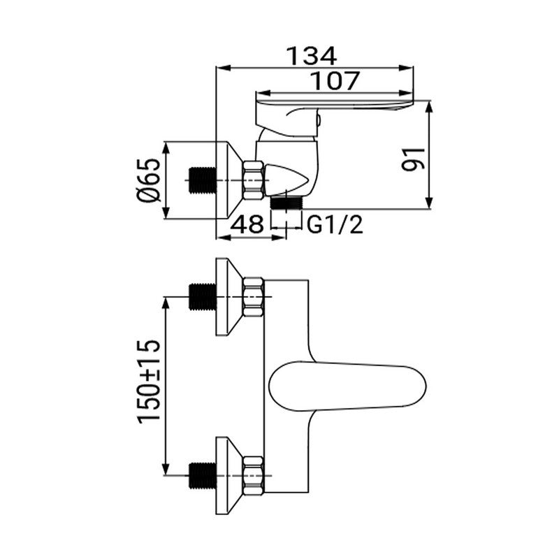 Miscelatore esterno doccia finitura cromata, serie one
