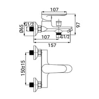 Rubinetto vasca finitura cromata, serie one