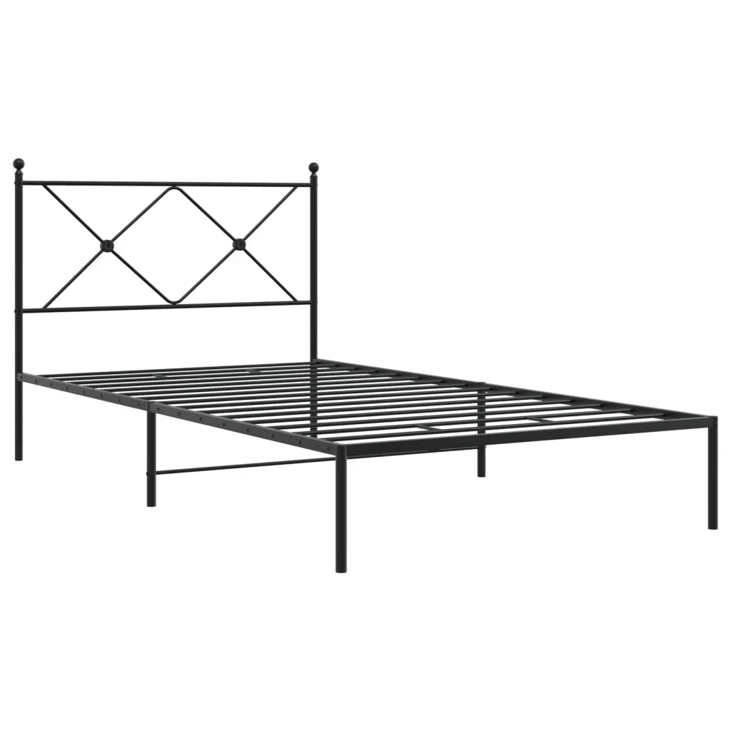 Giroletto con Testiera Metallo Nero 100x200 cm 376497