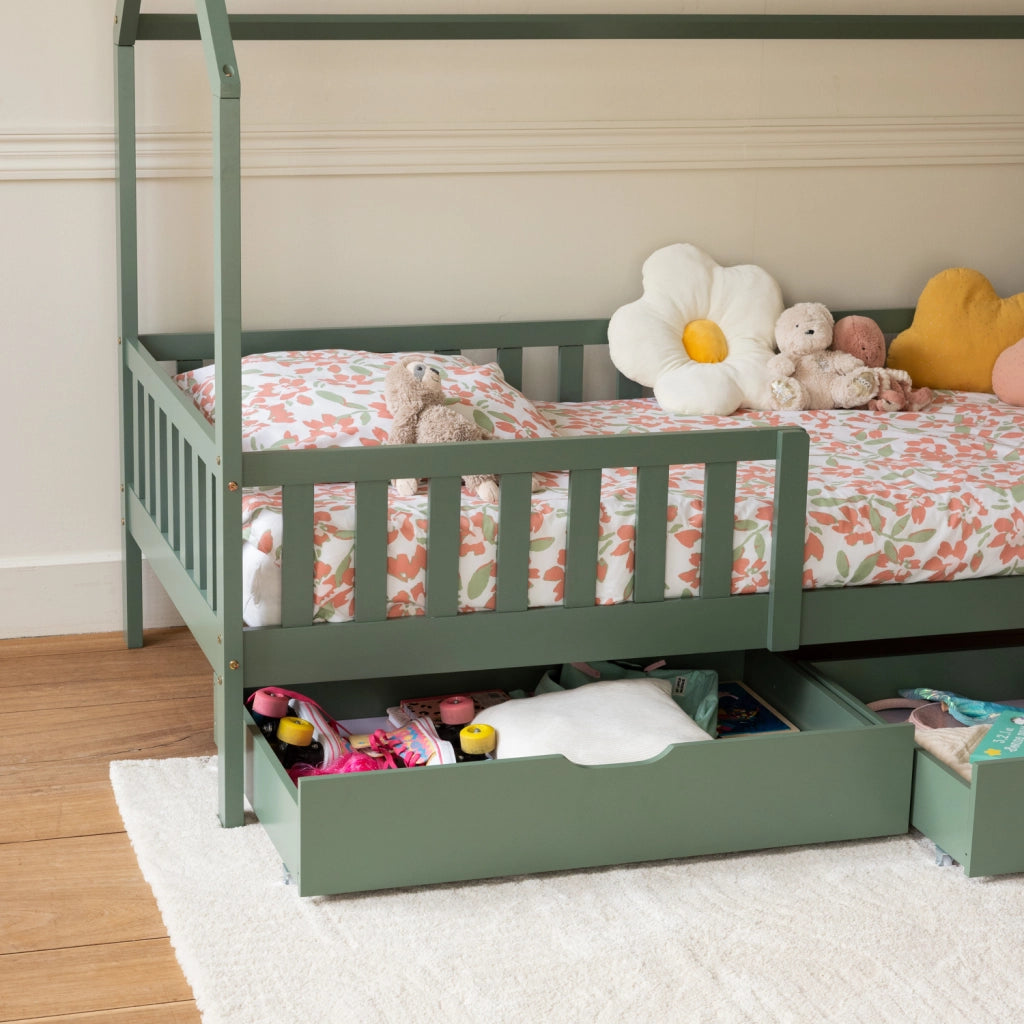 Letto a cabina per bambini 190x90cm verde con cassetti MARCEAU