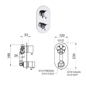 Miscelatore termostatico doccia con deviatore 5 posizioni - serie minimal thermo