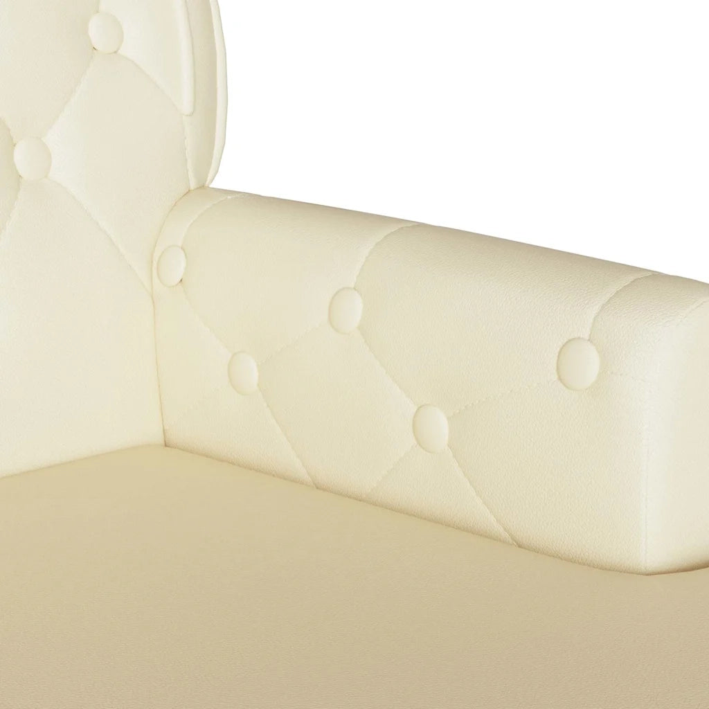 Panca Chesterfield Crema 119,5 x 64,5 x 75 cm Pelle Sintetica 42019295