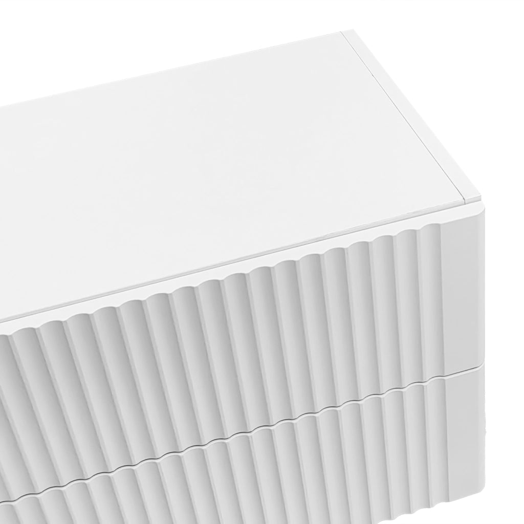 Mobile TV con 3 Ante e 2 Cassetti; Cerniere Ammortizzate; per Soggiorno; in MDF e Pannello di Particelle; 190 × 35 × 45 cm; Nero e Bianco