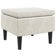 Sgabello con gambe in legno color crema e velluto CFW9198627