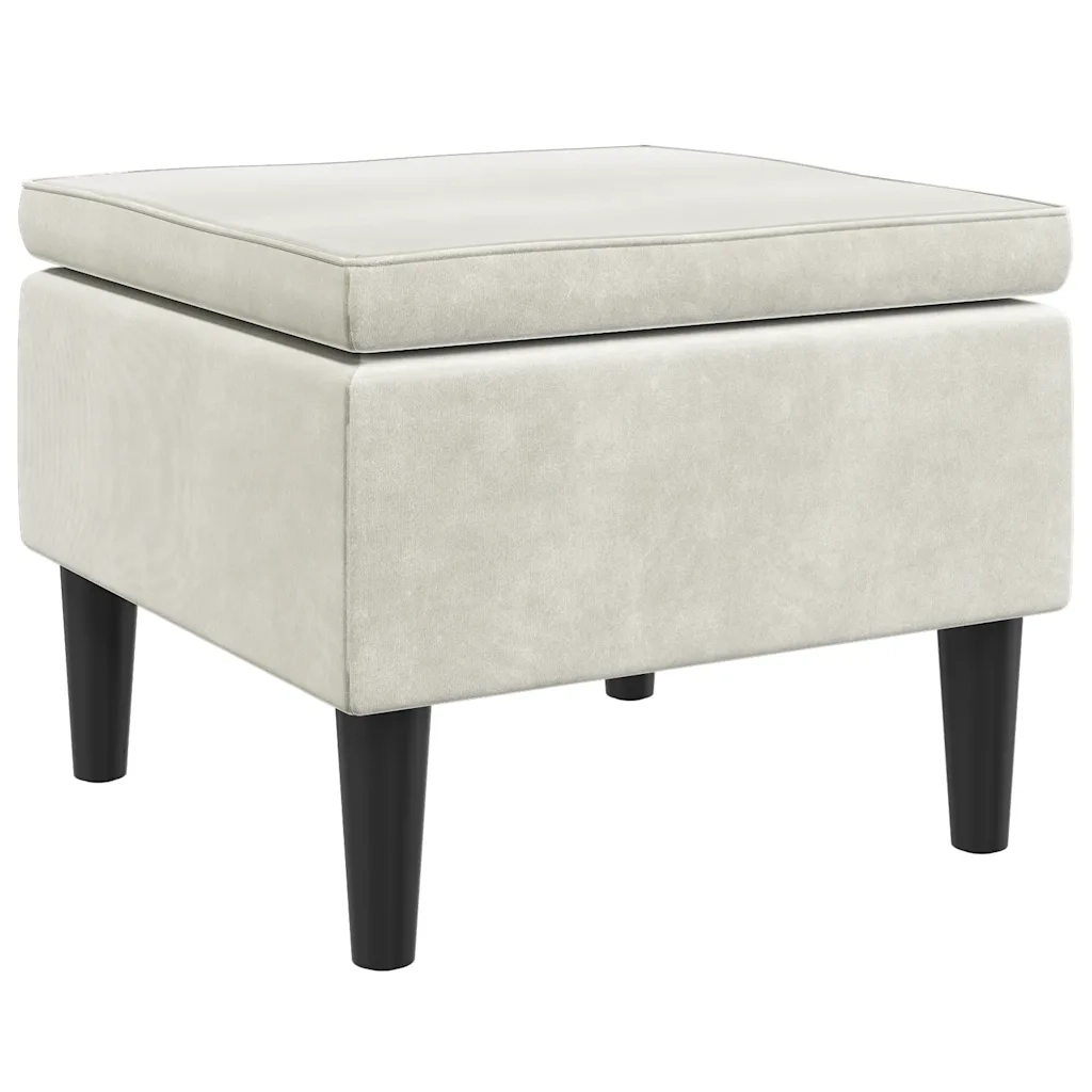 Sgabello con gambe in legno color crema e velluto CFW9198627