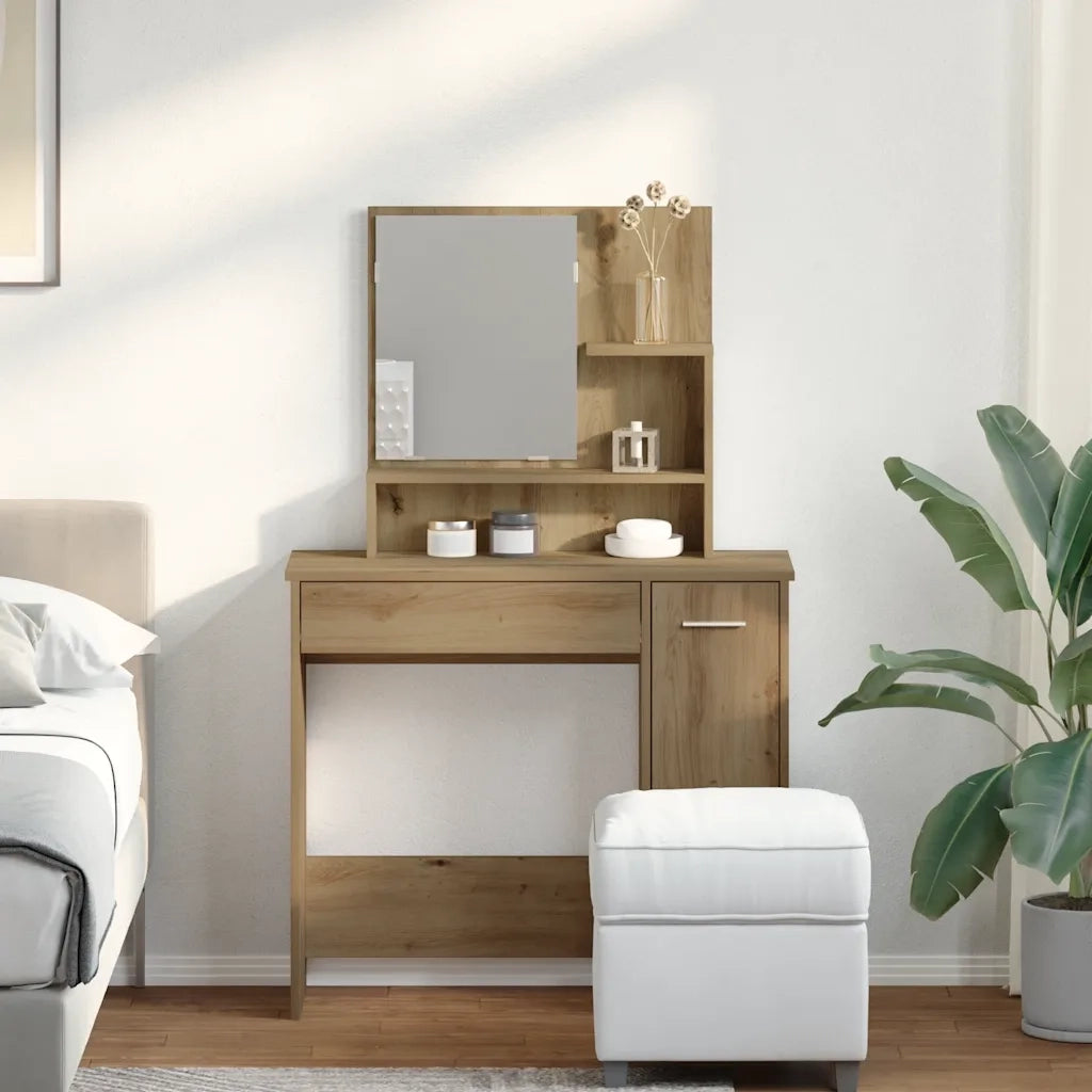 vidaXL Toeletta con Specchio Rovere Artigianale 86,5x35x136 cm