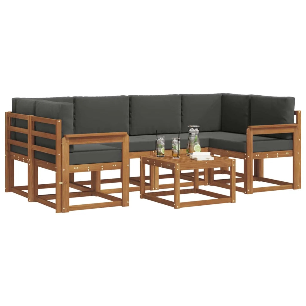 Set di divani da esterno con cuscino 7 pcs Naturale e Antracite