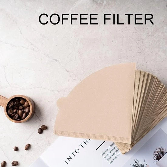 100 Filtro di Caffè Wegwerp Non Biancheggiante - Sostituzione Naturale Marrone - Papier a Cono Filtro - Adatto per Macchine da Caffè - Materiale Duraturo