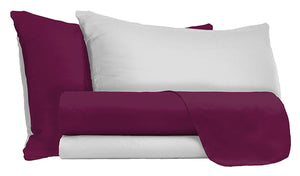Set Lenzuola Singolo Sopra Sotto e Federe Doubleface Prugna/Grigio Chiaro