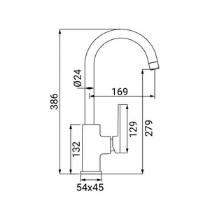 Miscelatore serie eden monocomando lavello bocca alta, finitura cromata